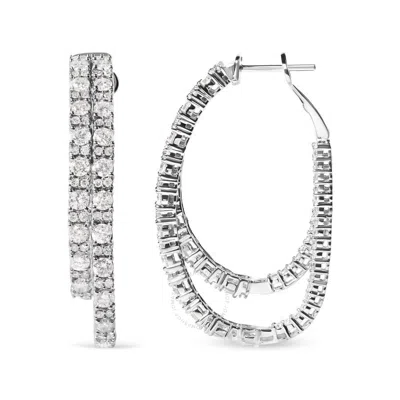 Haus Of Brilliance 14k White Gold 4.0 Cttw Diamond Asymmetrical Inside Out Double-hoop Earrings (i-j