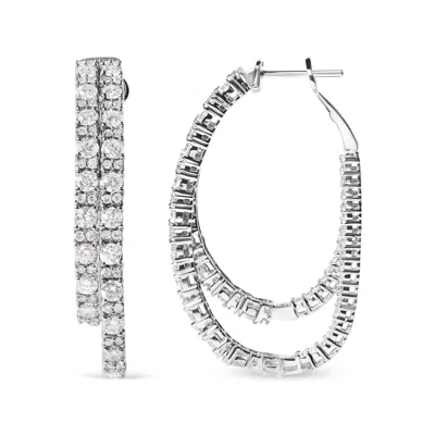 Haus Of Brilliance 14k White Gold 4.0 Cttw Diamond Asymmetrical Inside Out Double-hoop Earrings