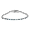 Haus Of Brilliance 14k White Gold 4.0 Cttw Alternating White And Blue Lab Grown Diamond Tennis Bracelet In Gray