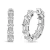Haus Of Brilliance 14k White Gold 5 1/10 Cttw Emerald Cut Lab Grown Diamond Inside Out Hoop Earrings