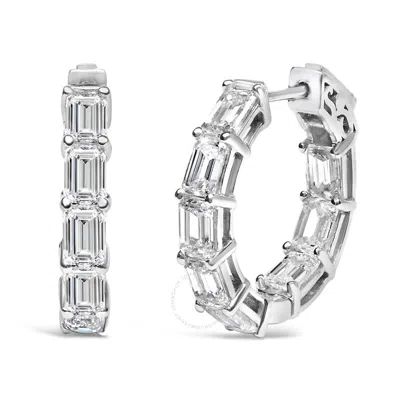 Haus Of Brilliance 14k White Gold 5 1/10 Cttw Emerald Cut Lab Grown Diamond Inside Out Hoop Earrings