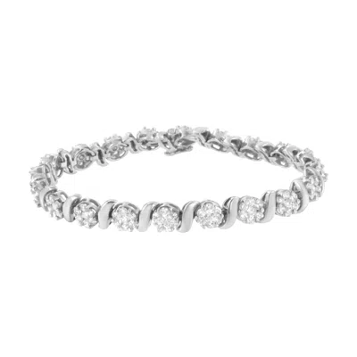 Haus Of Brilliance 14k White Gold 5 1/4 Cttw Diamond S-link Floral Cluster Tennis Bracelet
