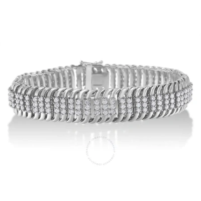 Haus Of Brilliance 14k White Gold 5.0 Cttw Round Brilliant Cut Diamond 7" S Wave Serpentine Tennis Bracelet
