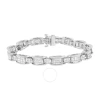 Haus Of Brilliance 14k White Gold 5.0 Cttw Princess Cut Diamond Invisible Set Alternating Size D Shaped Links Tennis Br In White