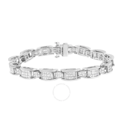 Haus Of Brilliance 14k White Gold 5.0 Cttw Princess Cut Diamond Invisible Set Alternating Size D Shaped Links Tennis Br