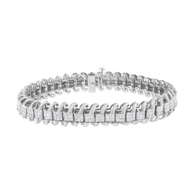 Haus Of Brilliance 14k White Gold 5.0 Cttw Princess Cut Diamond 7" Invisible Set Wavy S-link Tennis Bracelet