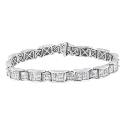 Haus Of Brilliance 14k White Gold 5.0 Cttw Princess-cut Diamond Rectangular Alternating Station 7" Tennis Bracelet