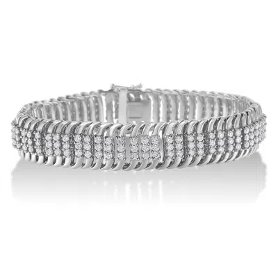 HAUS OF BRILLIANCE 14K WHITE GOLD 5.0 CTTW ROUND BRILLIANT CUT DIAMOND 7" S WAVE SERPENTINE TENNIS BRACELET