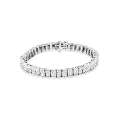 Haus Of Brilliance 14k White Gold 5.00 Cttw Invisible Set Princess-cut Diamond Belt And Buckle Tenni In ["white"]