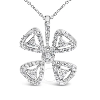 Haus Of Brilliance 14k White Gold 5/8 Cttw Diamond 4 Leaf Floral Pendant Necklace (h-i Color