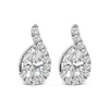Haus Of Brilliance 14k White Gold 5/8 Cttw Lab Grown Diamond Tear Drop Halo Stud Earring In Silver