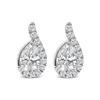 Haus Of Brilliance 14k White Gold 5/8 Cttw Lab Grown Diamond Tear Drop Halo Stud Earring In Silver