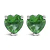 Haus Of Brilliance 14k White Gold 5mm Heart Cut Emerald Solitaire Stud Earrings In Green