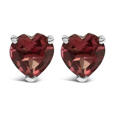 Haus Of Brilliance 14k White Gold 5mm Heart Cut Garnet Solitaire Stud Earrings