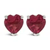 Haus Of Brilliance 14k White Gold 5mm Heart Cut Ruby Solitaire Stud Earrings In Multi