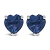Haus Of Brilliance 14k White Gold 5mm Heart Cut Sapphire Solitaire Stud Earrings In Metallic
