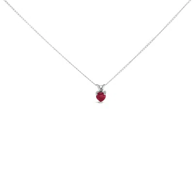 Haus Of Brilliance 14k White Gold 5x5 Mm Heart Shaped Red Ruby Solitaire Pendant Necklace In Metallic