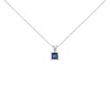 Haus Of Brilliance 14k White Gold 5x5 Mm Square Shaped Blue Sapphire Solitaire Pendant Necklace In White