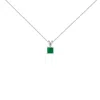 Haus Of Brilliance 14k White Gold 5x5 Mm Square Shaped Green Emerald Solitaire Pendant Necklace In Silver