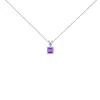 Haus Of Brilliance 14k White Gold 5x5 Mm Square Shaped Purple Amethyst Solitaire Pendant Necklace In Multi