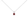 Haus Of Brilliance 14k White Gold 5x5 Mm Square Shaped Red Garnet Solitaire Pendant Necklace In Silver