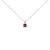 Haus Of Brilliance 14k White Gold 5x5 Mm Square Shaped Red Ruby Solitaire Pendant Necklace In Metallic