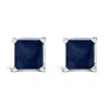 Haus Of Brilliance 14k White Gold 5x5mm Princess Cut Blue Sapphire Solitaire Stud Earrings In Blue