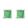 Haus Of Brilliance 14k White Gold 5x5mm Princess Cut Green Emerald Solitaire Stud Earrings In Green