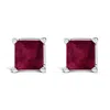 Haus Of Brilliance 14k White Gold 5x5mm Princess Cut Red Ruby Solitaire Stud Earrings In White