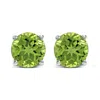 Haus Of Brilliance 14k White Gold 5x5mm Round Green Peridot Solitaire Stud Earrings In Metallic