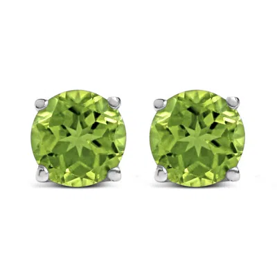 Haus Of Brilliance 14k White Gold 5x5mm Round Green Peridot Solitaire Stud Earrings