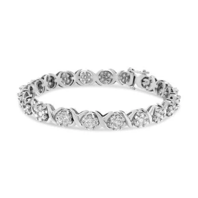 Haus Of Brilliance 14k White Gold 6-1/3 Cttw Round Brilliant-cut Diamond Round Cluster & X-link 7" Tennis Bracelet