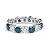 Haus Of Brilliance 14k White Gold 6 1/4 Cttw Alternating Lab-grown White And Natural Treated Blue Diamond Eternity Band In White