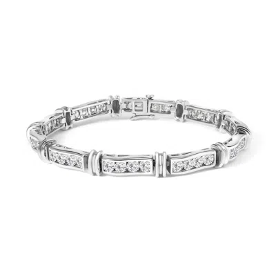 HAUS OF BRILLIANCE HAUS OF BRILLIANCE 14K WHITE GOLD 6 3/4 CTTW DIAMOND 4 STONE LINK BRACELET (H-I COLOR
