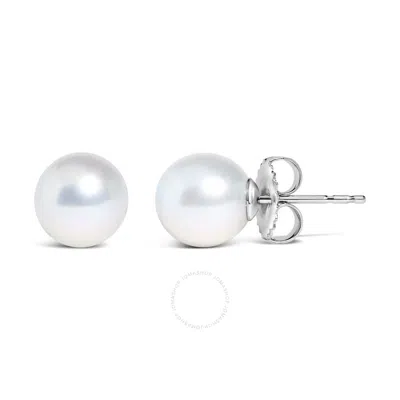 Haus Of Brilliance 14k White Gold 6-6.5mm Cultured Freshwater Pearl Solitaire Stud Earrings