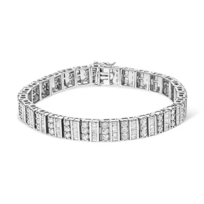 Haus Of Brilliance 14k White Gold 6.00 Cttw Alternating Round And Baguette Diamond Tennis Bracelet