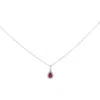 Haus Of Brilliance 14k White Gold 6x4 Pear Red Ruby And Diamond Halo Pendant Necklace In Gray