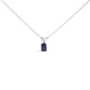 Haus Of Brilliance 14k White Gold 6x4mm Emerald Cut Blue Sapphire Solitaire Pendant Necklace In Silver