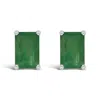 Haus Of Brilliance 14k White Gold 6x4mm Emerald Shaped Emerald Solitaire Stud Earrings In Green