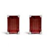 Haus Of Brilliance 14k White Gold 6x4mm Emerald Shaped Garnet Solitaire Stud Earrings In Red