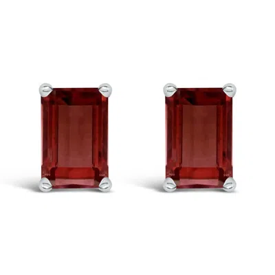 Haus Of Brilliance 14k White Gold 6x4mm Emerald Shaped Garnet Solitaire Stud Earrings