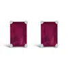 Haus Of Brilliance 14k White Gold 6x4mm Emerald Shaped Ruby Solitaire Stud Earrings In Pink