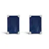 Haus Of Brilliance 14k White Gold 6x4mm Emerald Shaped Sapphire Solitaire Stud Earrings In Blue