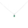 Haus Of Brilliance 14k White Gold 6x4mm Oval Shaped Green Emerald Solitaire Pendant Necklace In Metallic
