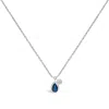 Haus Of Brilliance 14k White Gold 6x4mm Pear Blue Sapphire And Diamond Accent Charm Pendant Necklace In Silver