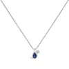 Haus Of Brilliance 14k White Gold 6x4mm Pear Blue Sapphire And Diamond Accent Charm Pendant Necklace In Metallic