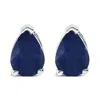Haus Of Brilliance 14k White Gold 6x4mm Pear Shaped Blue Sapphire Solitaire Stud Earrings In Multi