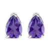 Haus Of Brilliance 14k White Gold 6x4mm Pear Shaped Purple Amethyst Solitaire Stud Earrings In White