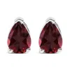 Haus Of Brilliance 14k White Gold 6x4mm Pear Shaped Red Garnet Solitaire Stud Earrings In Silver