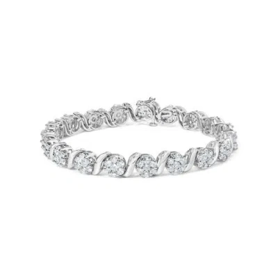 Haus Of Brilliance 14k White Gold 7 3/8 Cttw Diamond Floral Cluster S Link Bracelet